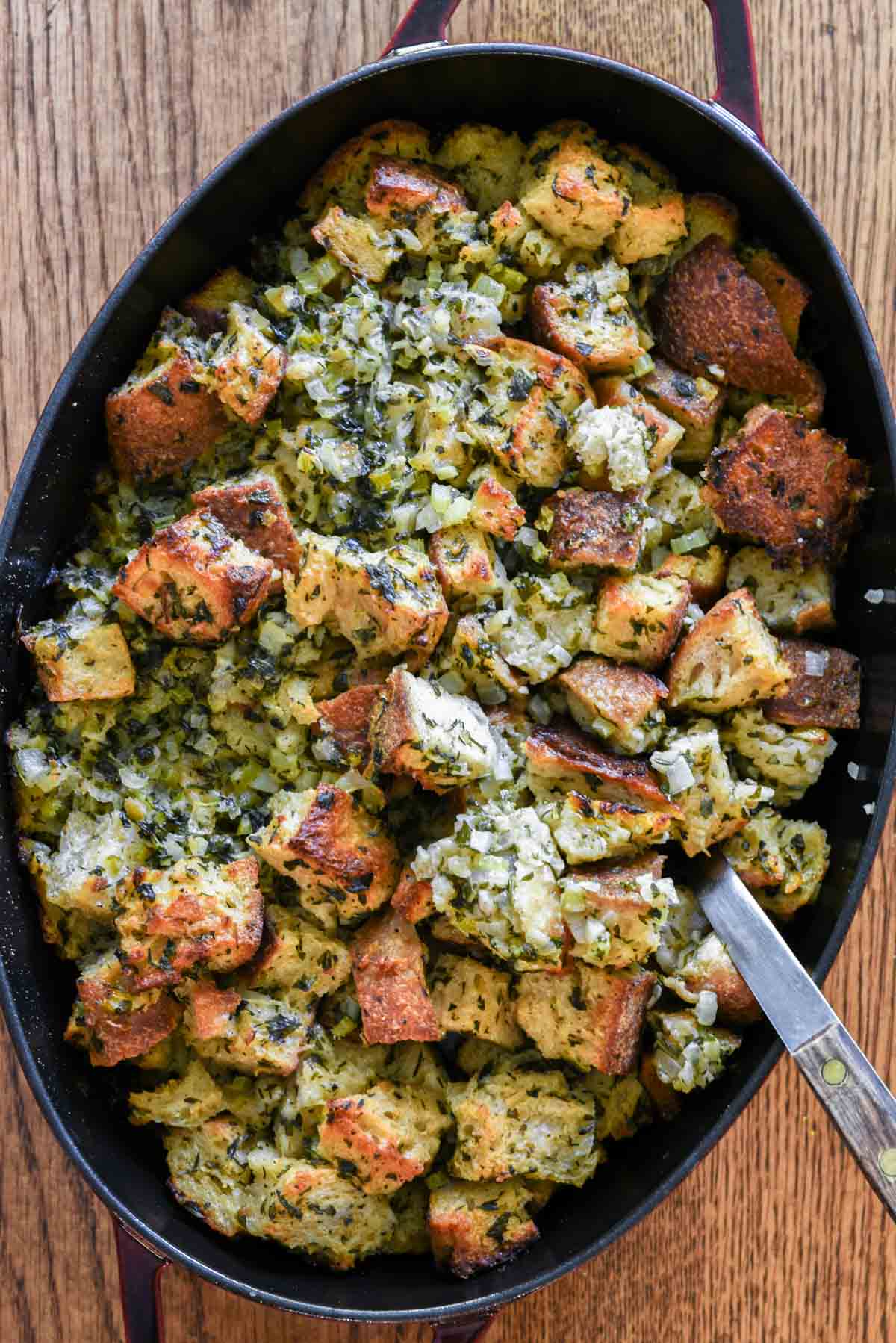Freshly baked sourdough stuffing.